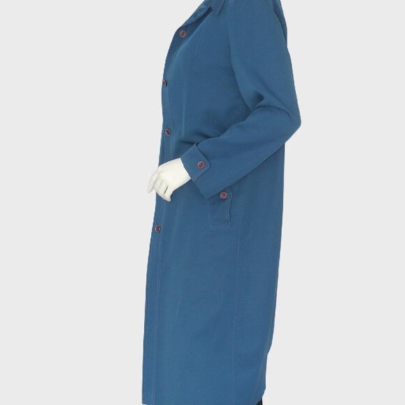 Vintage Forecaster of Boston Blue Trench Coat 1970's Minimalist Long Jacket M/L - Picture 4 of 11